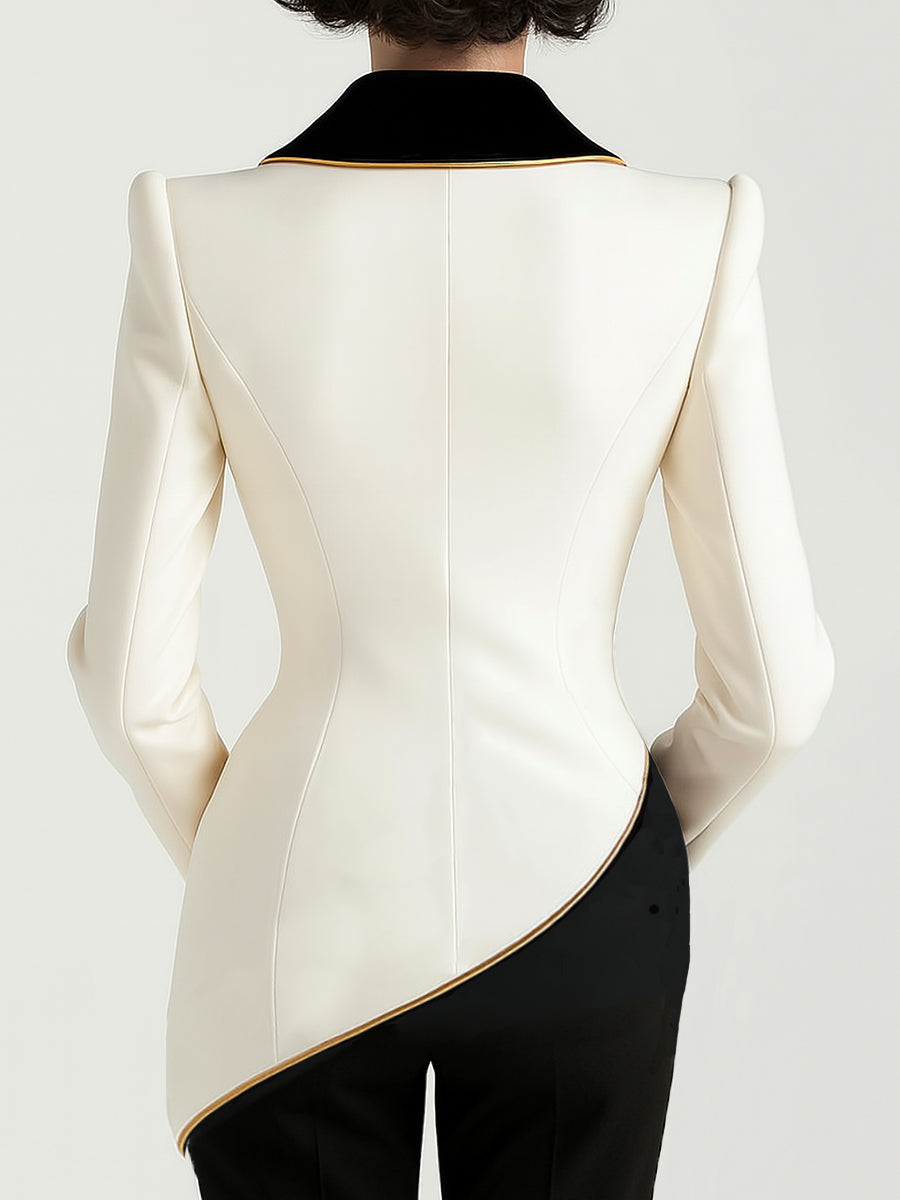 Asymmetrical Blazer for Women | Loose Fit | White 3