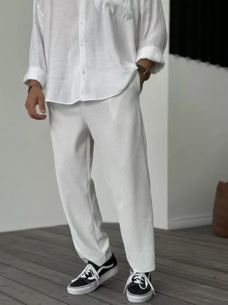 Corduroy Trousers for Men, Loose Fit | Casual | White