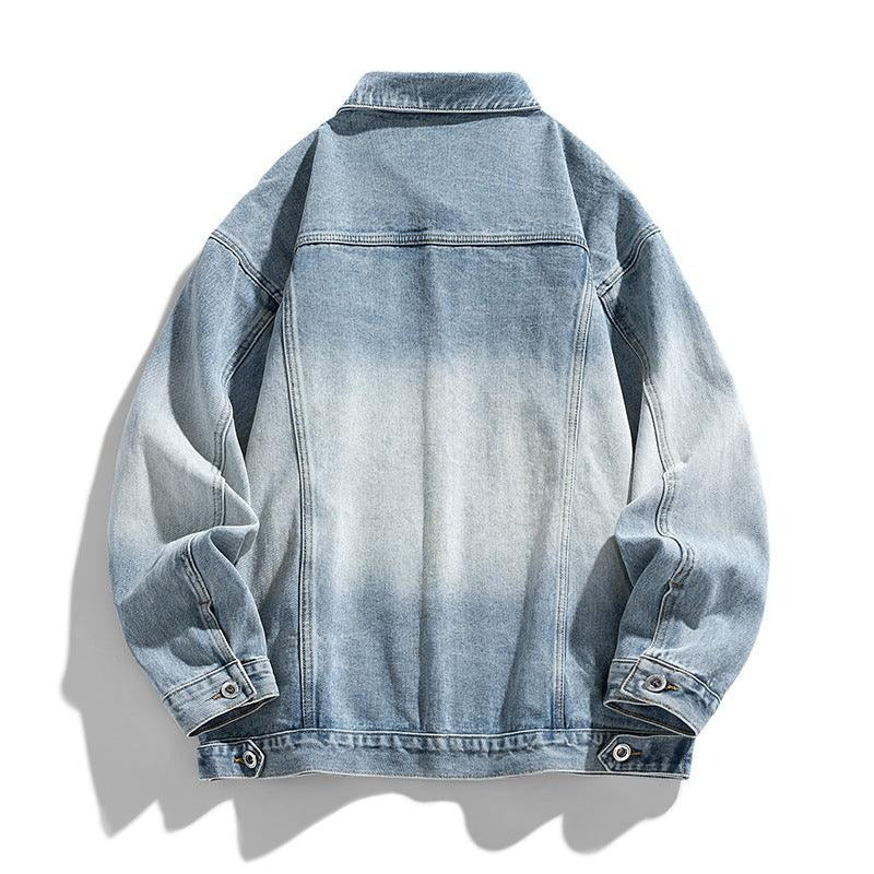 Men's Retro Denim Jacket - Trendy Acetate Fiber Casual Jacket for Everyday Wear