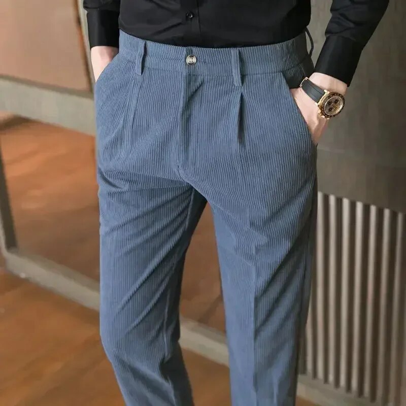 Slim Corduroy Trouser for Men | Modern Fit | Blue