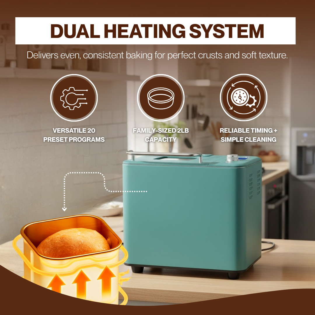Automatic Bread Maker Machine with 20 Programs & 2 lbs Capacity