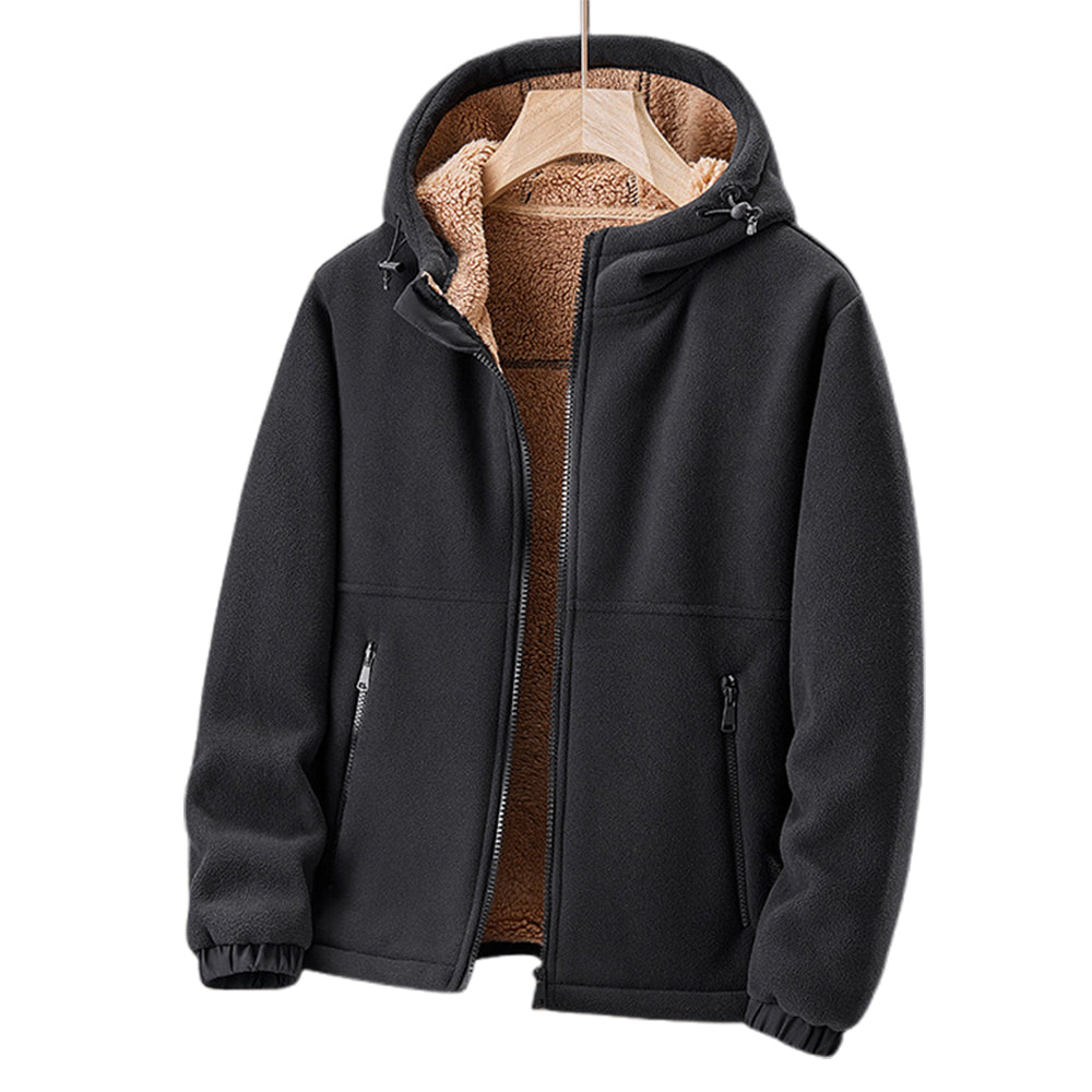 Fleece Jacket for Men | Hooded, Lightweight | Winter | Black