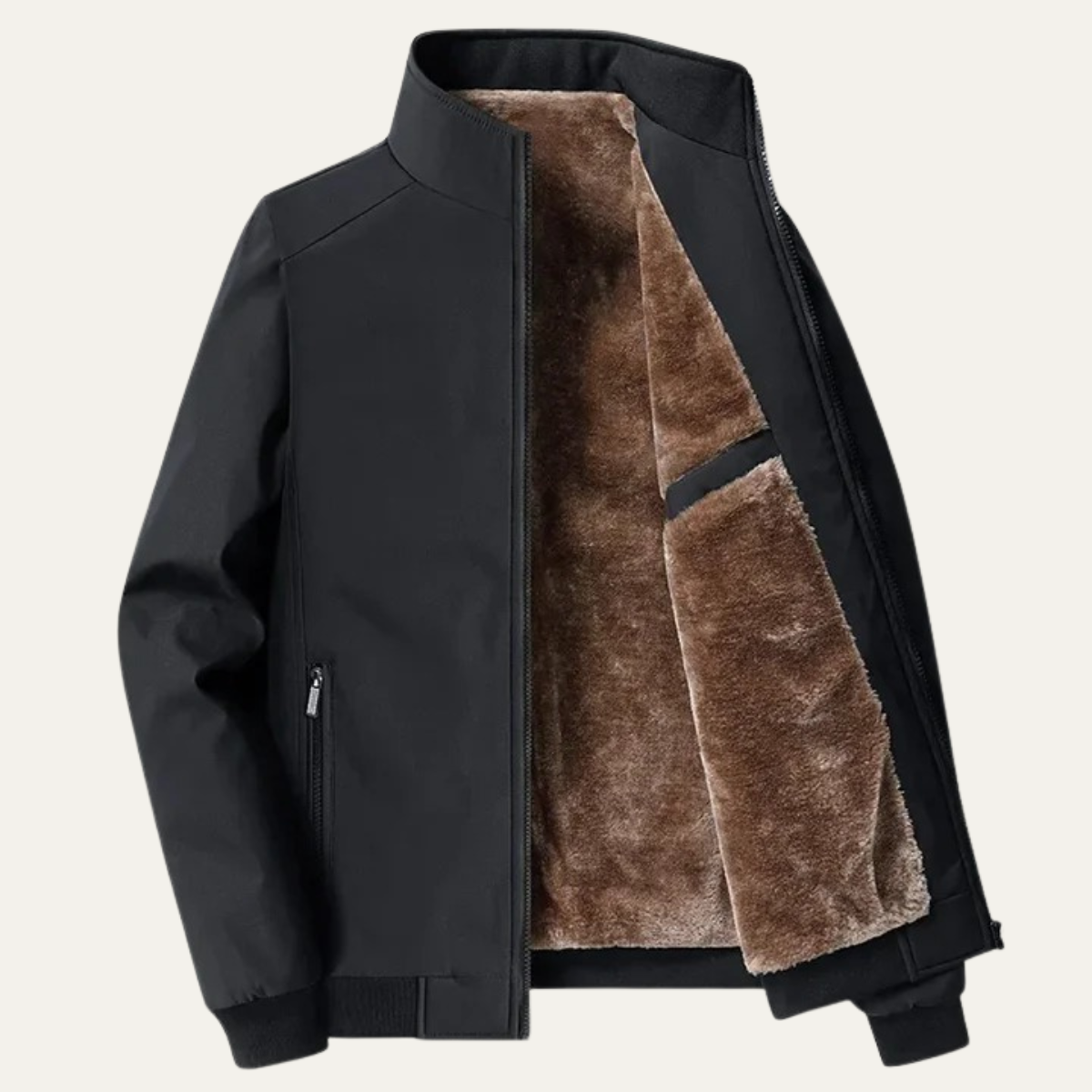 Men's Bomber Jacket, Lined, Zip-Up | Winter | Black