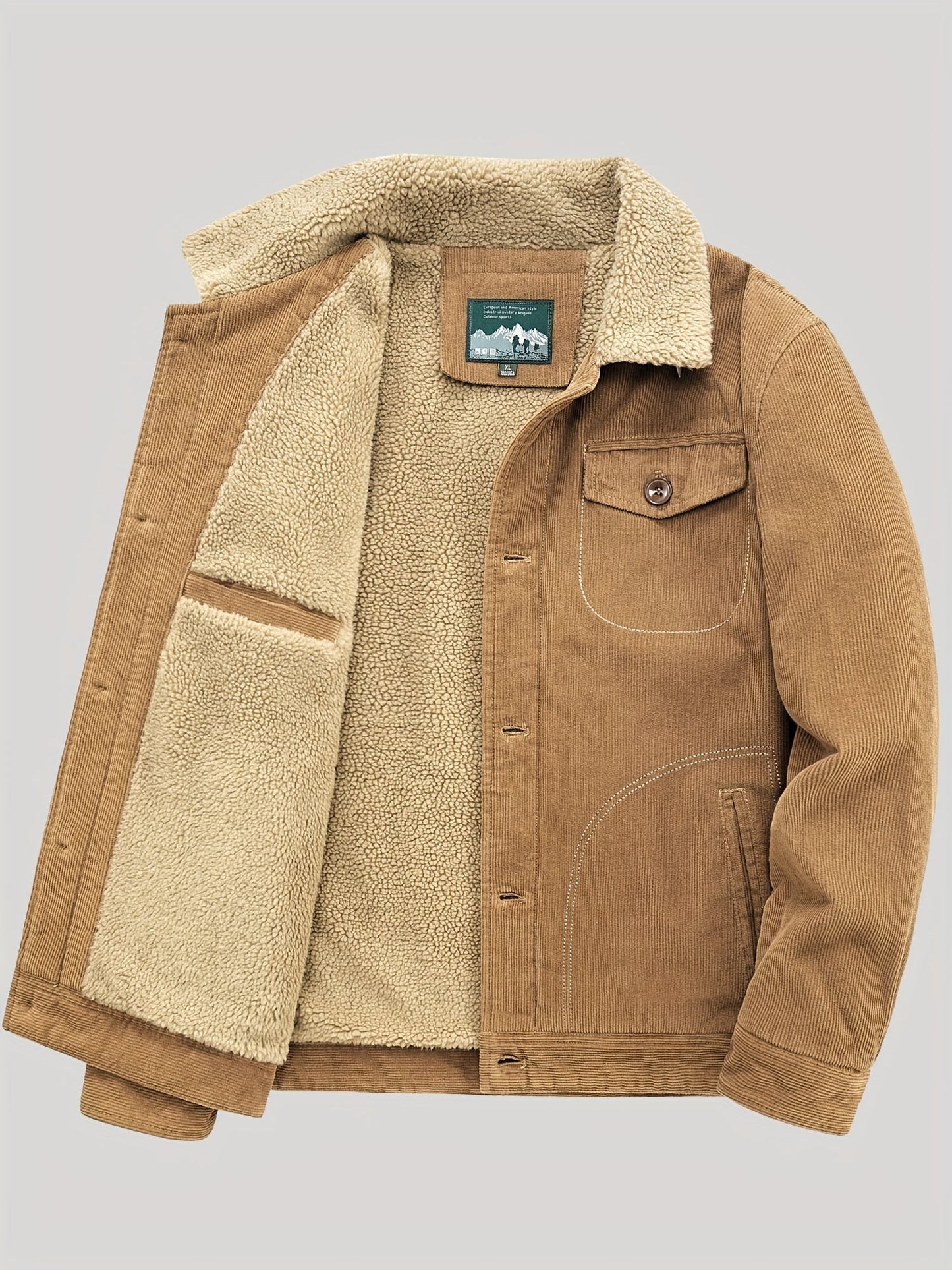 Men's Fleece Jacket, Button Closure, Wind-Resistant | Winter 1