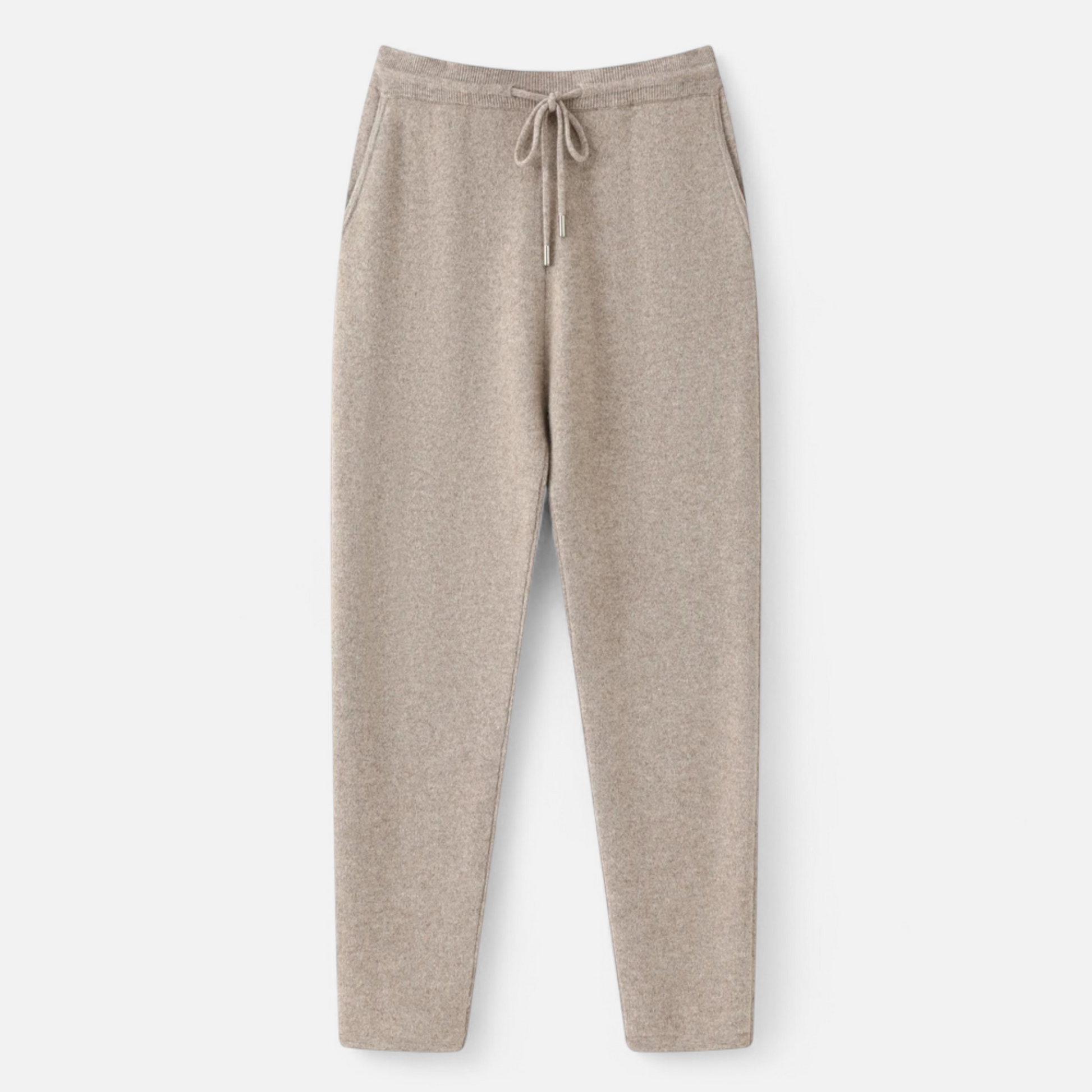 Men's Trousers, High Waist Slim Tapered, Knitted | Full Length | Camel