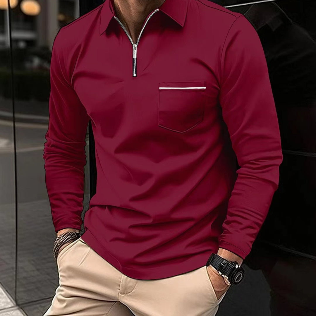 Polo Shirt for Men, Zipper Closure | Breathable | Red