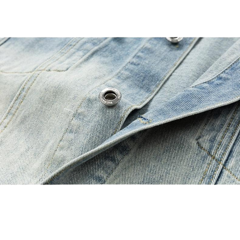 Men's Retro Denim Jacket - Trendy Acetate Fiber Casual Jacket for Everyday Wear