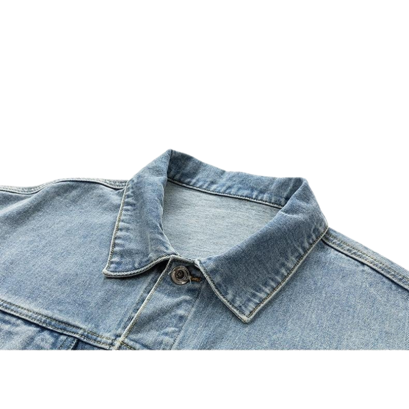 Men's Retro Denim Jacket - Trendy Acetate Fiber Casual Jacket for Everyday Wear