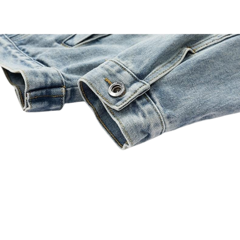 Men's Retro Denim Jacket - Trendy Acetate Fiber Casual Jacket for Everyday Wear