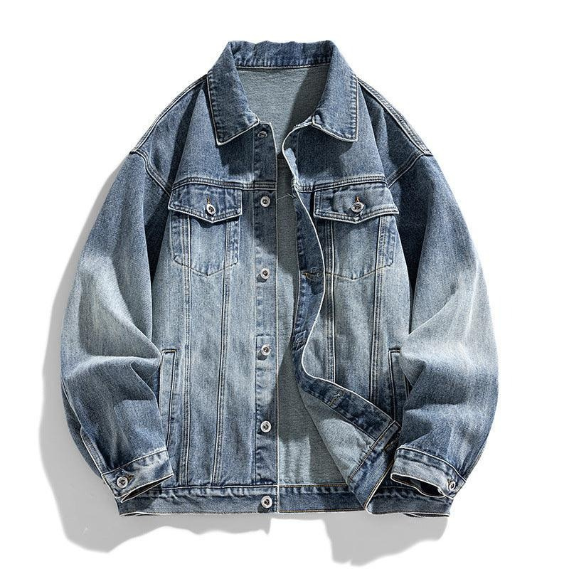 Men's Retro Denim Jacket - Trendy Acetate Fiber Casual Jacket for Everyday Wear