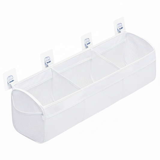 Horizontal Bath Toy Holder with 3 Compartments and Quick Dry Mesh