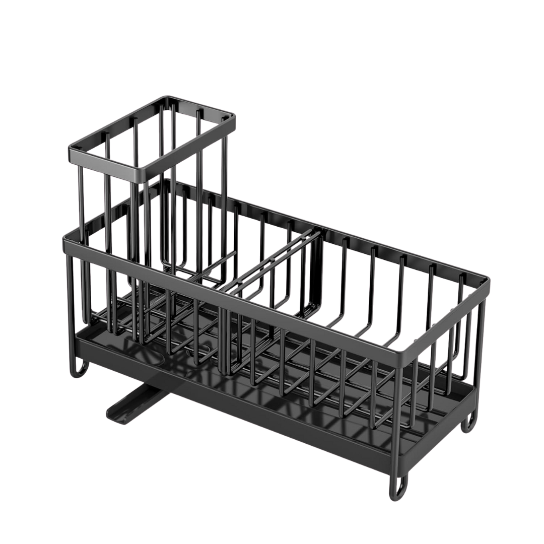 Stainless Steel Sink Caddy Organizer with Rotatable Drain Spout